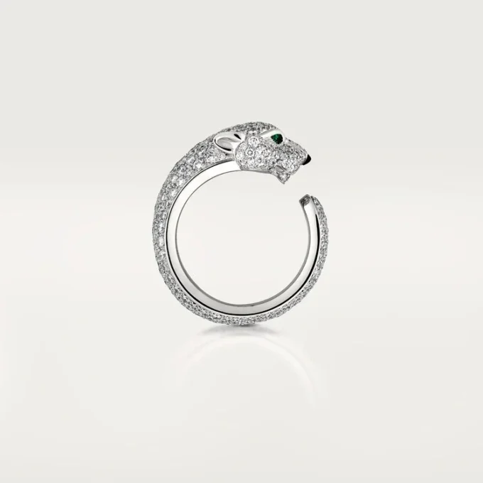 Inel Panthere De Cartier – Aur alb, diamante, smaralde, onix – Cartier