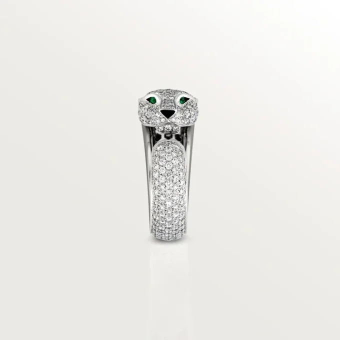 Inel Panthere De Cartier – Aur alb, diamante, smaralde, onix – Cartier