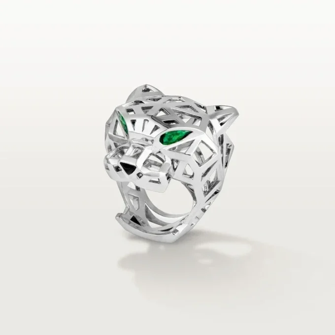 Inel Panthere De Cartier – Aur alb fără rodiu, granate tsavorite, onix – Cartier