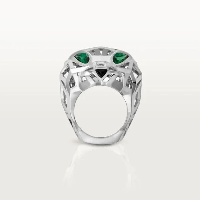 Inel Panthere De Cartier – Aur alb fără rodiu, granate tsavorite, onix – Cartier