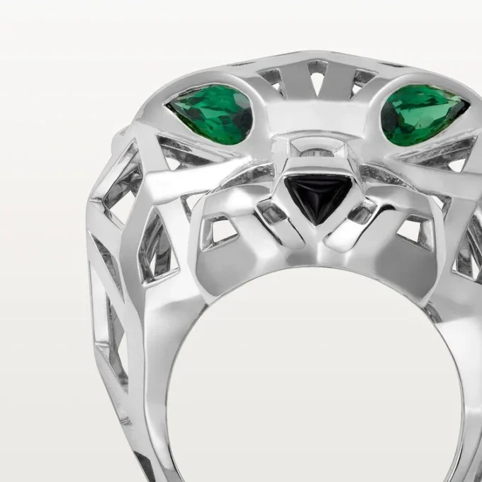 Inel Panthere De Cartier – Aur alb fără rodiu, granate tsavorite, onix – Cartier