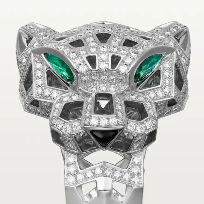 Inel Panthere De Cartier – Aur alb, onix, smaralde, diamante – Cartier