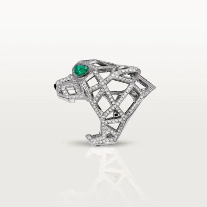 Inel Panthere De Cartier – Aur alb, smaralde, onix, diamante – Cartier