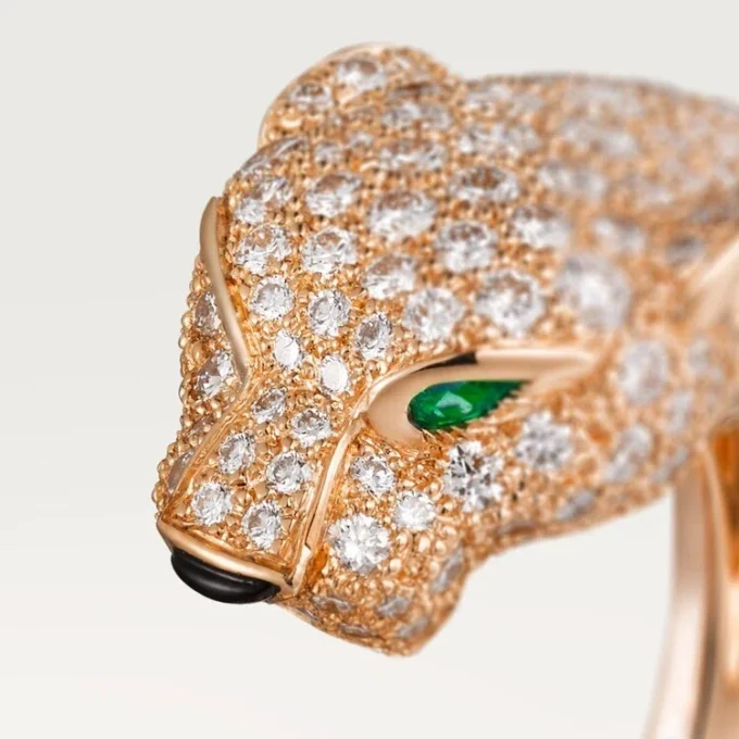 Inel Panthere De Cartier – Aur roz, diamante, smaralde, onix – Cartier