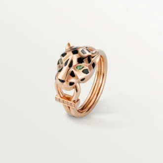 Inel Panthere De Cartier – Aur roz, granate tsavorite, onix, lac negru, diamante – Cartier