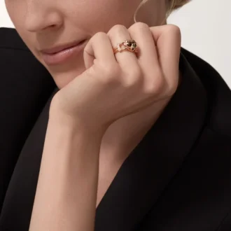 Inel Panthere De Cartier – Aur roz, granate tsavorite, onix, lac negru, diamante – Cartier