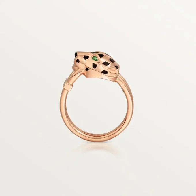 Inel Panthere De Cartier – Aur roz, granate tsavorite, onix, lac negru, diamante – Cartier