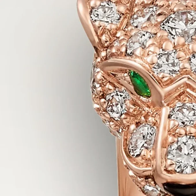 Inel Panthere De Cartier – Aur roz, onix, smaralde, diamante – Cartier