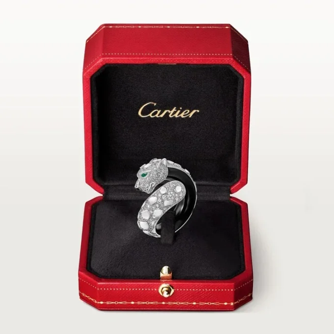 Inel Panthere De Cartier, lac negru, pavat