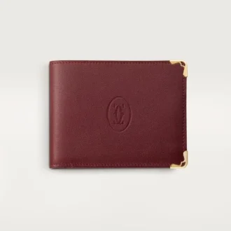 Monede/Bancnote/Piele de vițel de culoare burgund, finisaj auriu – Cartier
