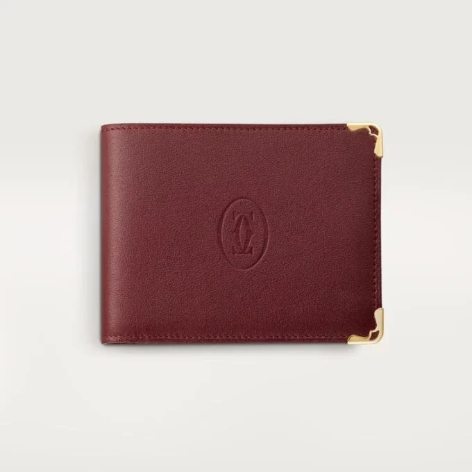 Monede/Bancnote/Piele de vițel de culoare burgund, finisaj auriu – Cartier