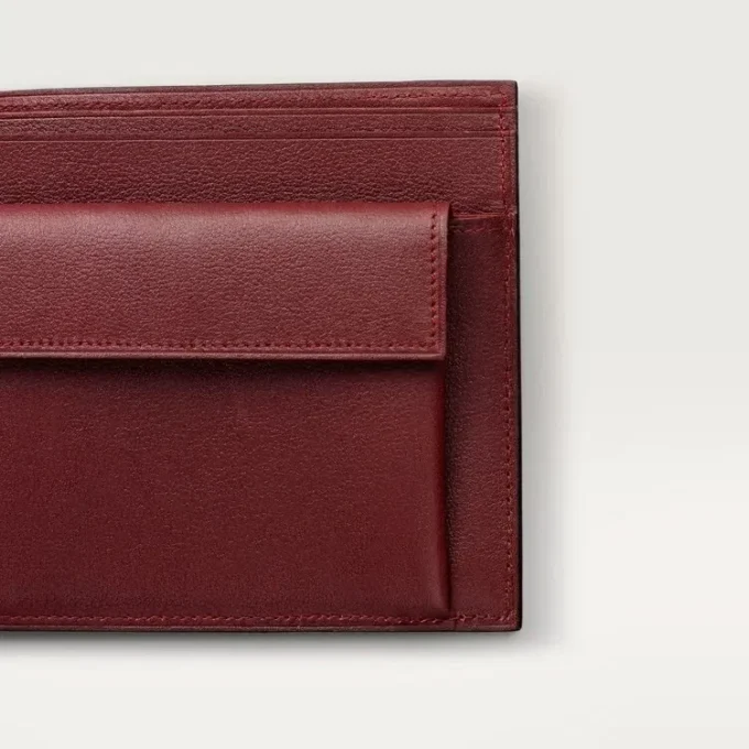 Monede/Bancnote/Piele de vițel de culoare burgund, finisaj auriu – Cartier
