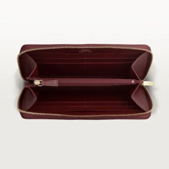 Portofel internațional cu fermoar, Must De Cartier – Piele de vițel burgund, finisaj auriu – Cartier