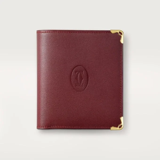 Portofel multiplu, Must De Cartier – Piele de vițel burgundă, finisaj auriu – Cartier
