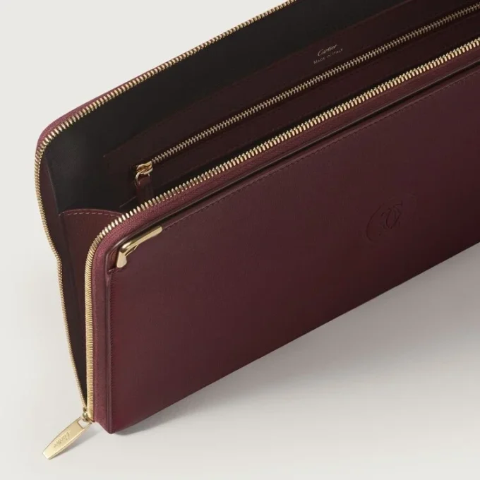 Portofoliu, Must De Cartier – Piele de vițel burgundă, finisaj auriu – Cartier