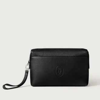 Pungă pătrată, Must De Cartier – Piele de vițel neagră, finisaj paladiu – Cartier