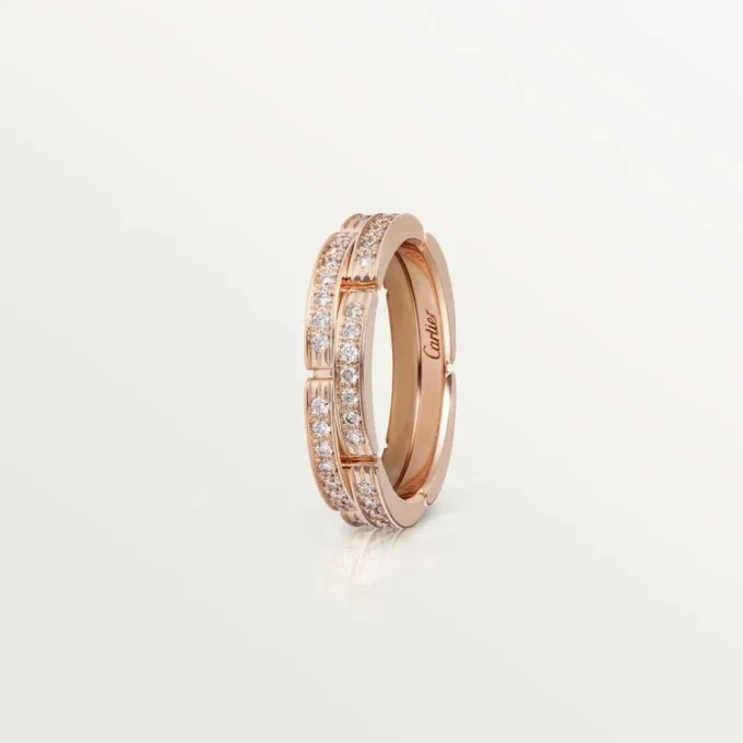 Verigheta subtire Maillon Panthere, 2 rânduri pavate cu diamante – Aur roz, Diamante – Cartier