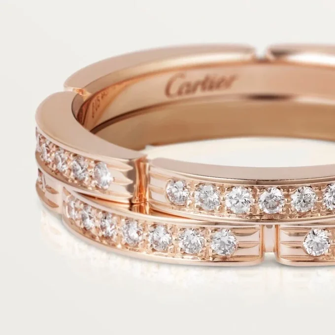 Verigheta subtire Maillon Panthere, 2 rânduri pavate cu diamante – Aur roz, Diamante – Cartier