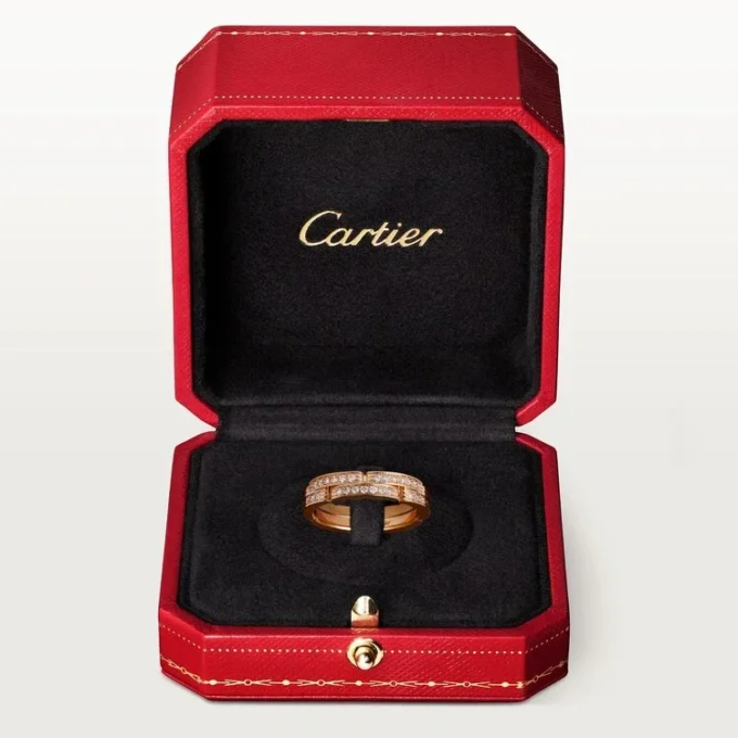 Verigheta subtire Maillon Panthere, 2 rânduri pavate cu diamante – Aur roz, Diamante – Cartier